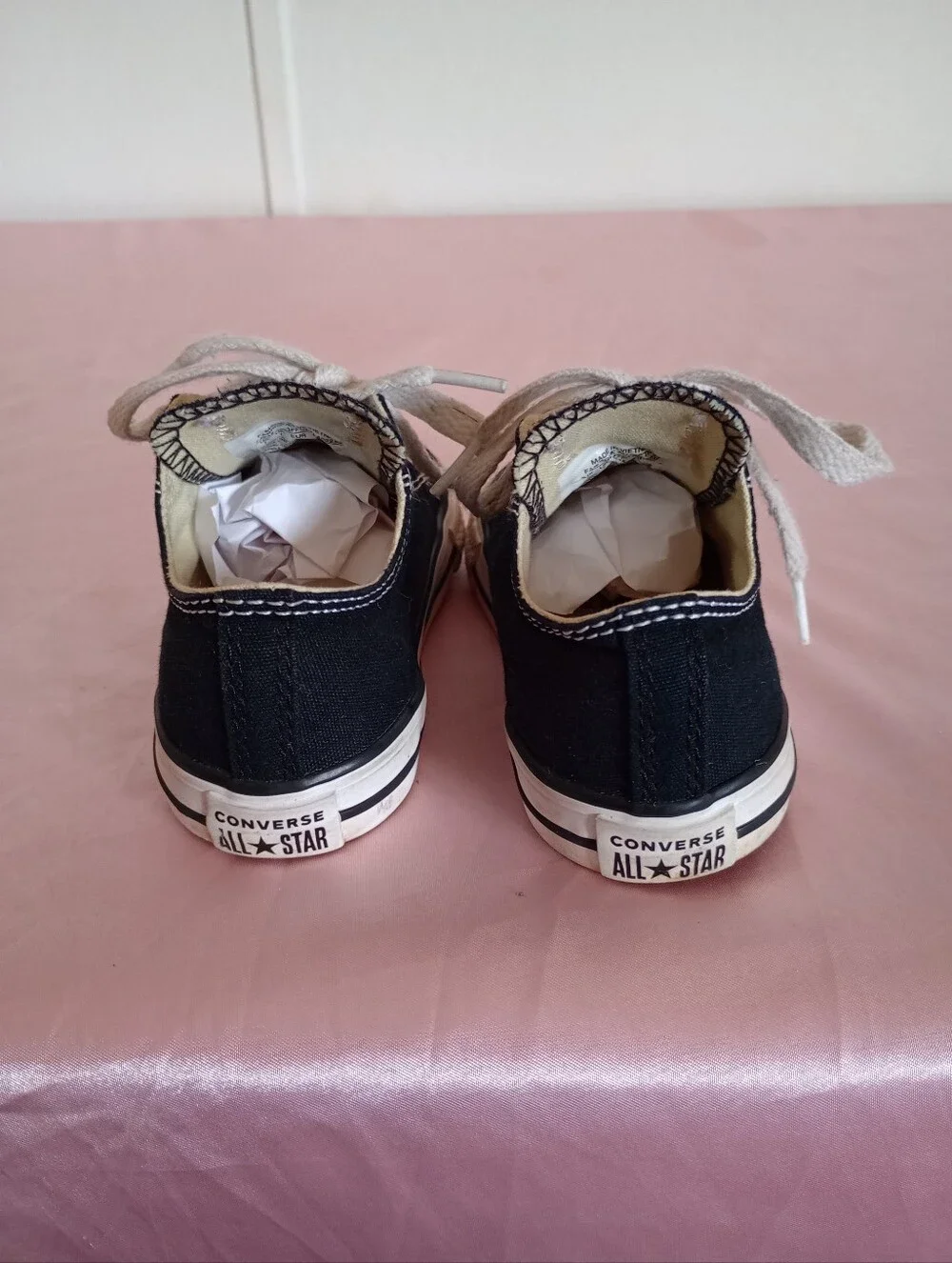 Converse Black Canvas Low-Top Sneakers with White Laces Sz. 7 Toddler